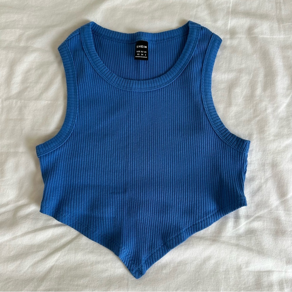 SHEIN Blue Ribbed Tank Top